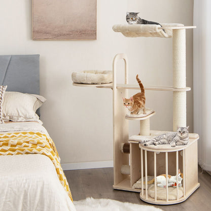 Tall Cat Tree with Hammock Condo and Sisal Scratching Posts
