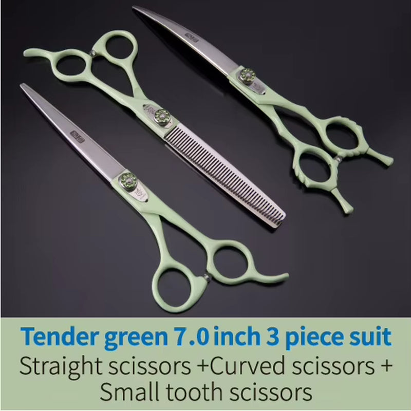 Dog Scissors Set Straight&Thinning&Curved Pet Grooming Scissors Kits Bichon Teddy Bomei Dog Grooming Shears Set Tool Set