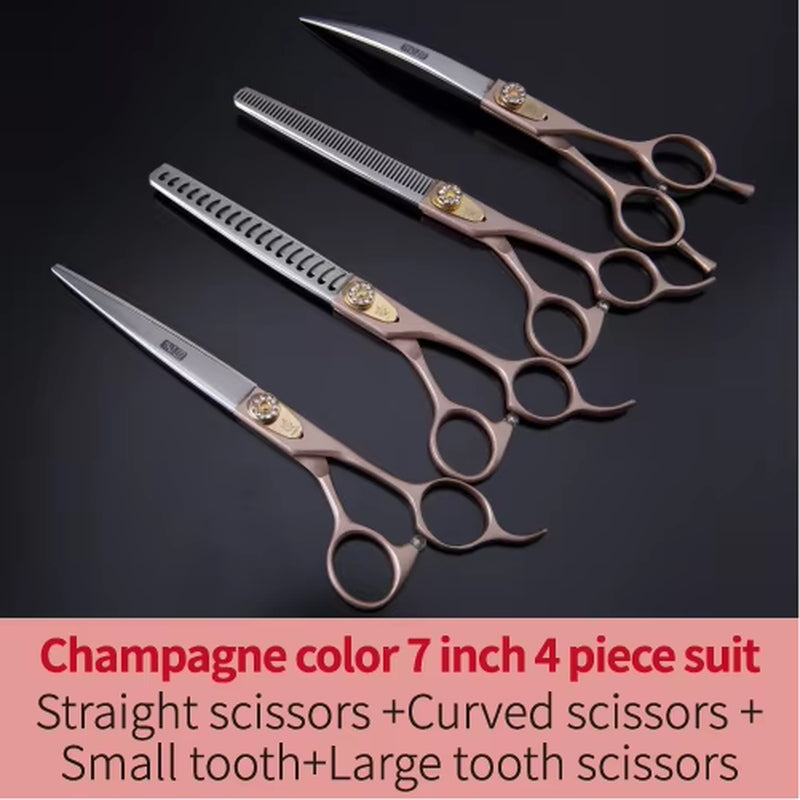 Dog Scissors Set Straight&Thinning&Curved Pet Grooming Scissors Kits Bichon Teddy Bomei Dog Grooming Shears Set Tool Set