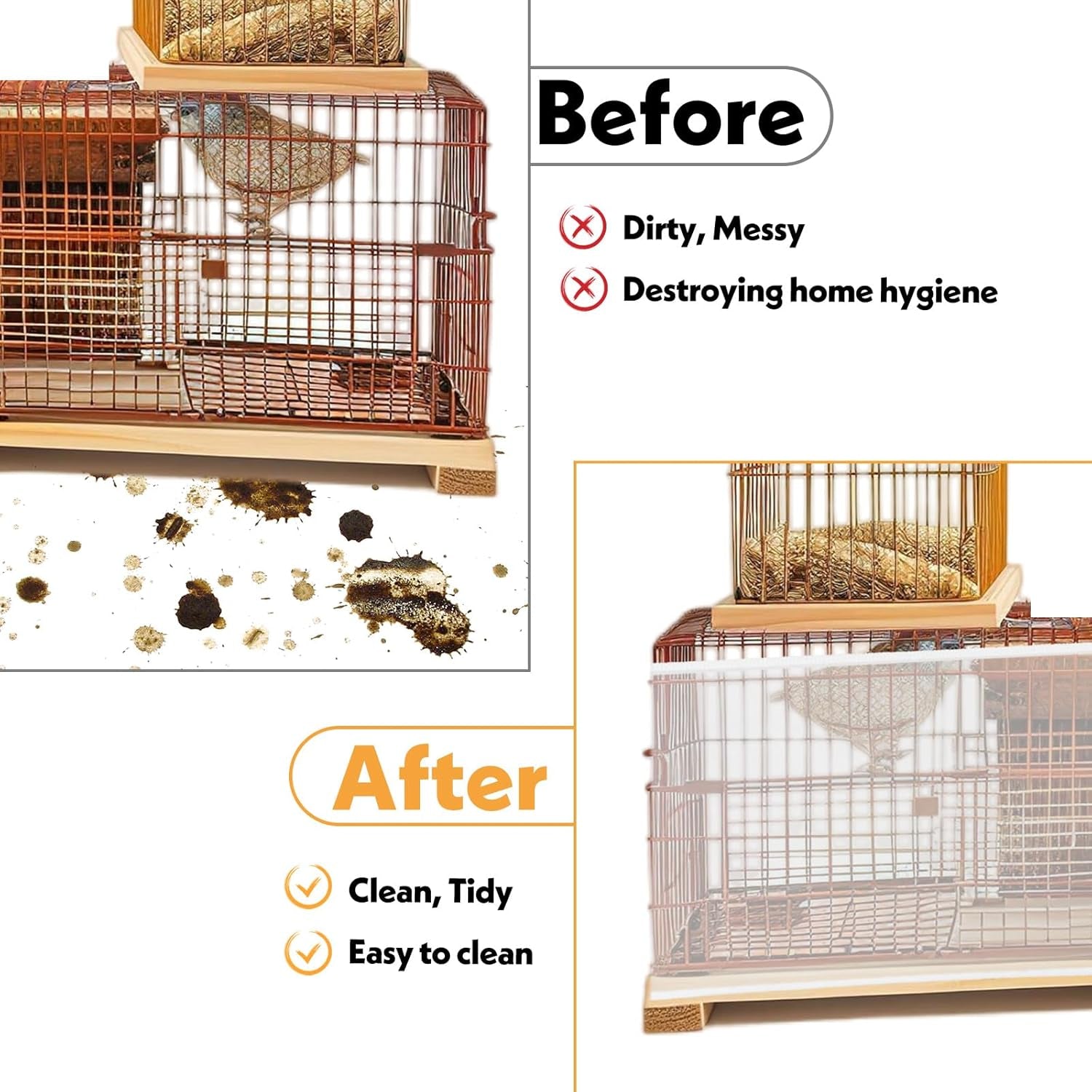 Bird Cage Cover, Adjustable, Ventilated, Soft Nylon Mesh Net, Seed Guard, Dustproof, Medium Size, White, Bird, Cage Cover, Accessories