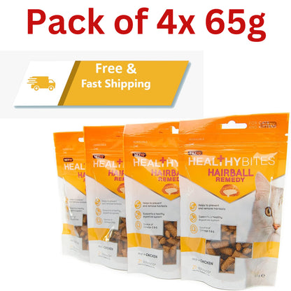 Vetiq Healthy Bites Hairball Remedy Cat Treats 4X 65G Helps Prevent & Remove UK