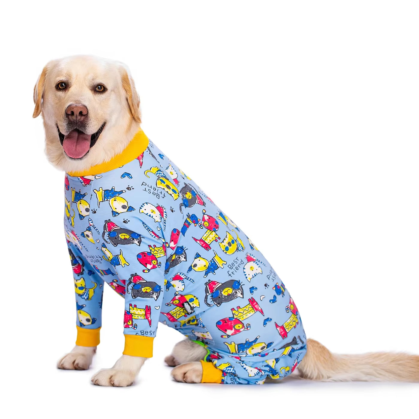 Medium Large Dogs Pajamas for Pet Dogs Clothes Jumpsuit for Dog Costume Coat for Dogs Cartoon Printed Clothing Shirt Ropa Perro
