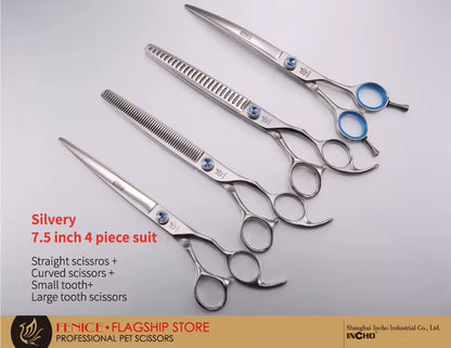 Dog Scissors Set Straight&Thinning&Curved Pet Grooming Scissors Kits Bichon Teddy Bomei Dog Grooming Shears Set Tool Set