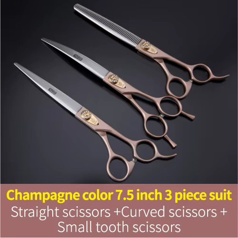 Dog Scissors Set Straight&Thinning&Curved Pet Grooming Scissors Kits Bichon Teddy Bomei Dog Grooming Shears Set Tool Set
