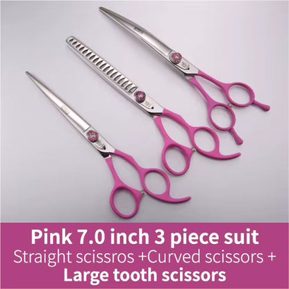 Dog Scissors Set Straight&Thinning&Curved Pet Grooming Scissors Kits Bichon Teddy Bomei Dog Grooming Shears Set Tool Set