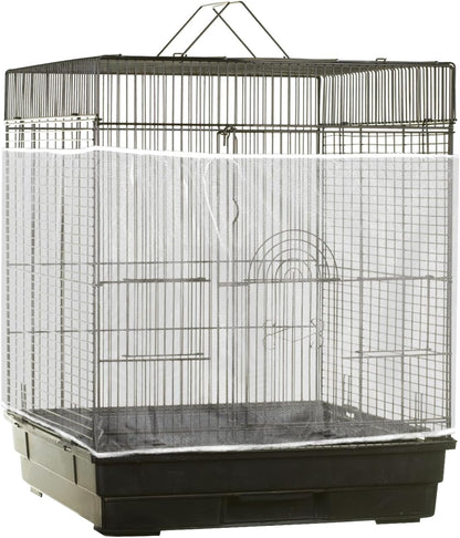 Bird Cage Cover, Adjustable, Ventilated, Soft Nylon Mesh Net, Seed Guard, Dustproof, Medium Size, White, Bird, Cage Cover, Accessories