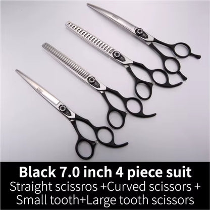 Dog Scissors Set Straight&Thinning&Curved Pet Grooming Scissors Kits Bichon Teddy Bomei Dog Grooming Shears Set Tool Set