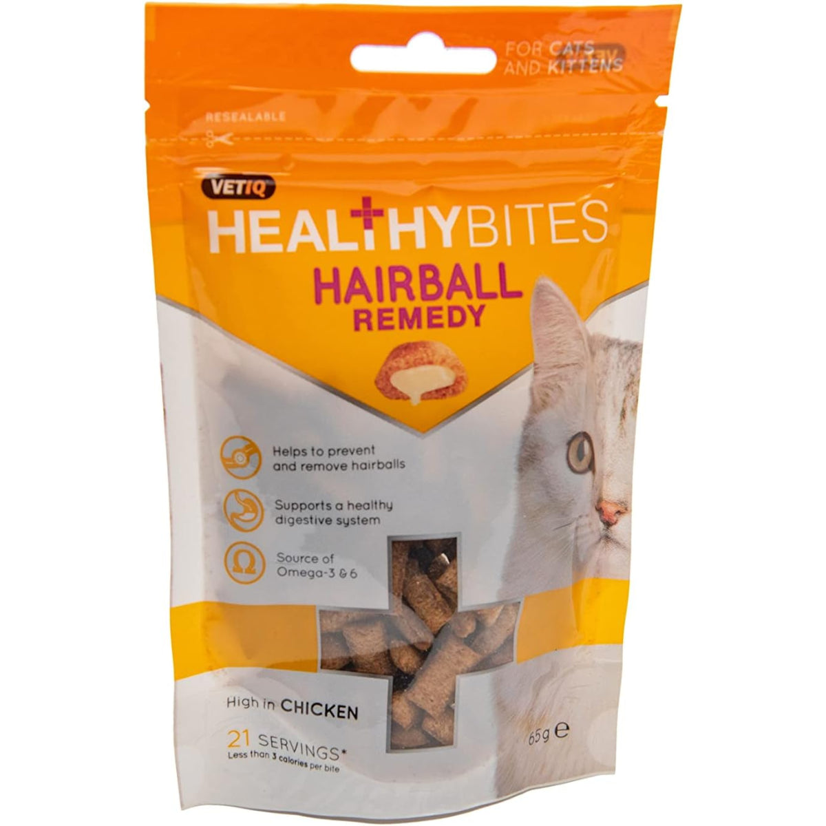 Vetiq Healthy Bites Hairball Remedy Cat Treats 4X 65G Helps Prevent & Remove UK
