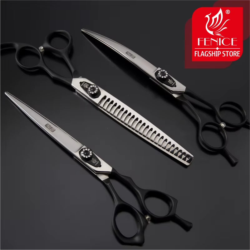 Dog Scissors Set Straight&Thinning&Curved Pet Grooming Scissors Kits Bichon Teddy Bomei Dog Grooming Shears Set Tool Set