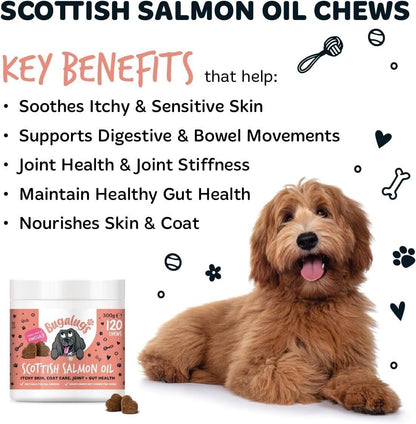 Bugalugs Dog Salmon Oil 100% Pure Dogs, Cats & Pets 500Ml, Healthy Skin & Coat
