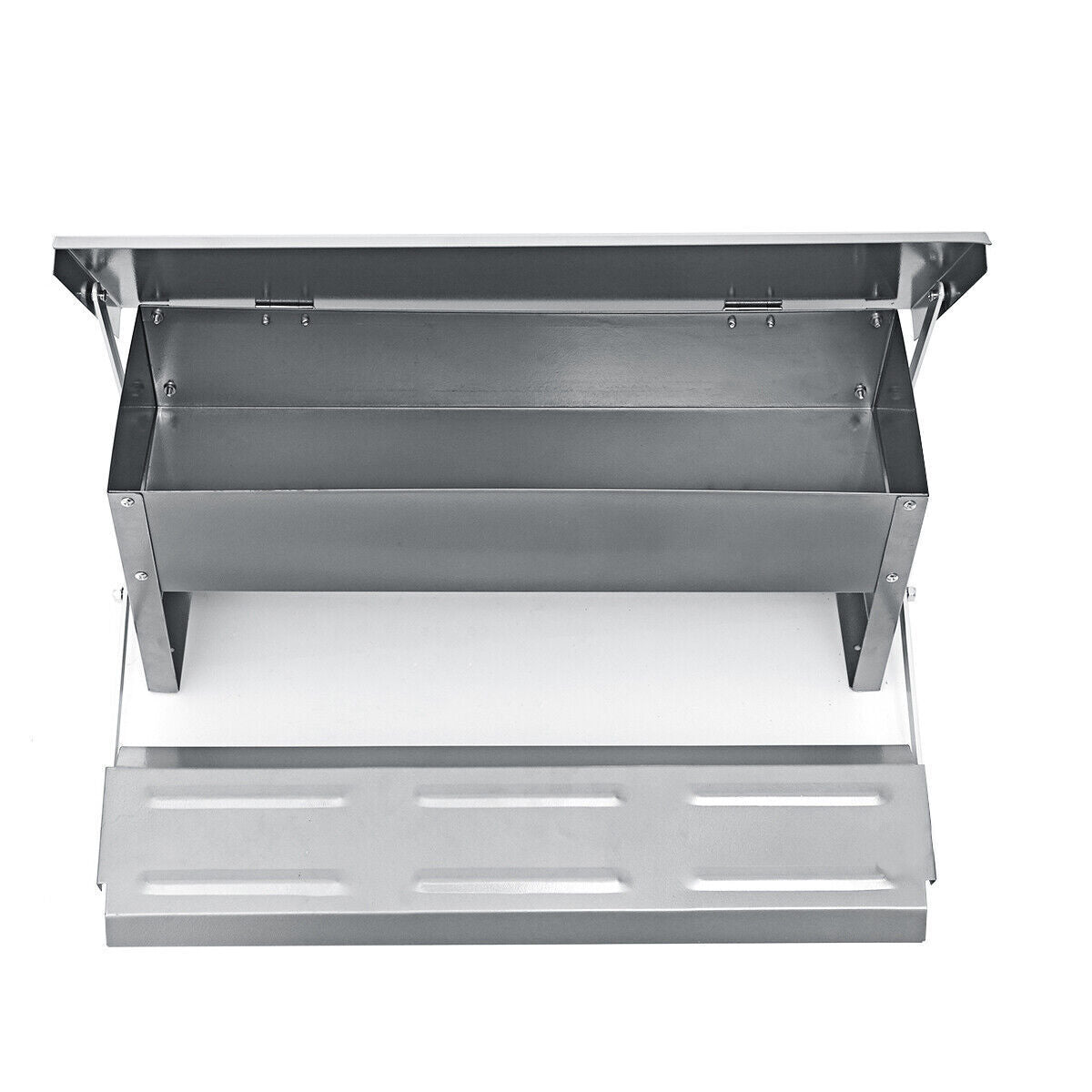 Automatic Chicken Feeder Galvanized Treadle Poultry Auto-Feeder Outdoor Garden