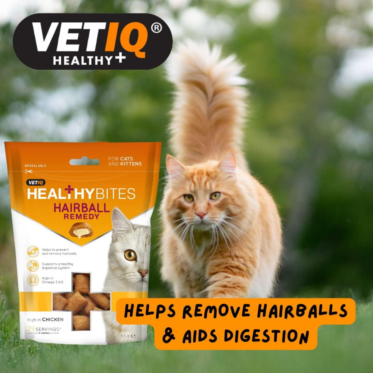 Vetiq Healthy Bites Hairball Remedy Cat Treats 4X 65G Helps Prevent & Remove UK