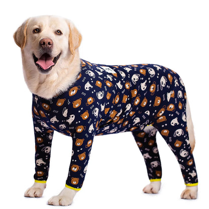 Medium Large Dogs Pajamas for Pet Dogs Clothes Jumpsuit for Dog Costume Coat for Dogs Cartoon Printed Clothing Shirt Ropa Perro