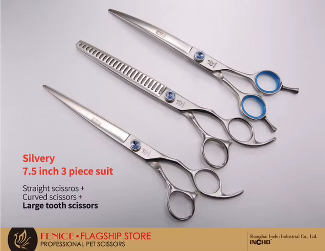 Dog Scissors Set Straight&Thinning&Curved Pet Grooming Scissors Kits Bichon Teddy Bomei Dog Grooming Shears Set Tool Set