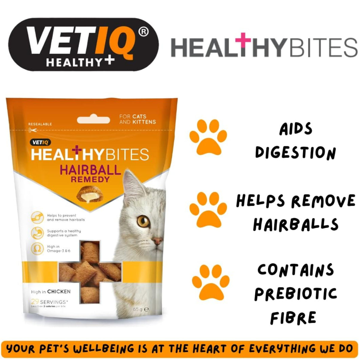 Vetiq Healthy Bites Hairball Remedy Cat Treats 4X 65G Helps Prevent & Remove UK