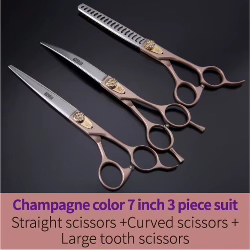 Dog Scissors Set Straight&Thinning&Curved Pet Grooming Scissors Kits Bichon Teddy Bomei Dog Grooming Shears Set Tool Set